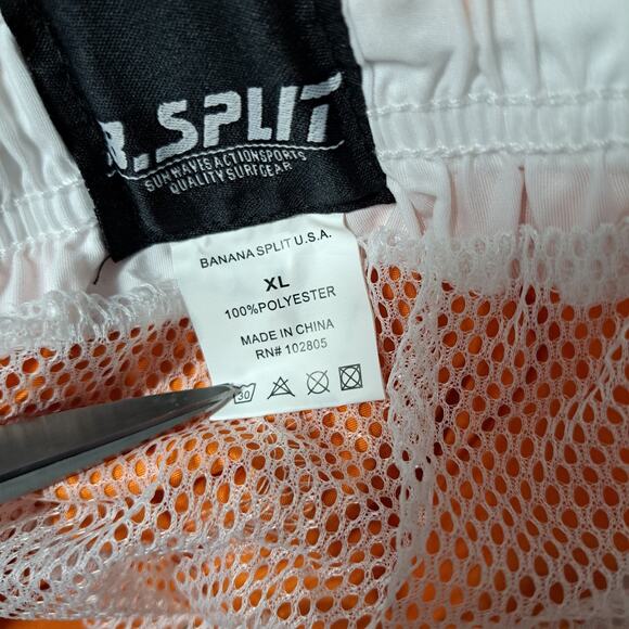 Banana Split B-Split Board Shorts Orange White XL Surf Swim Trunks NWT - Picture 7 of 8